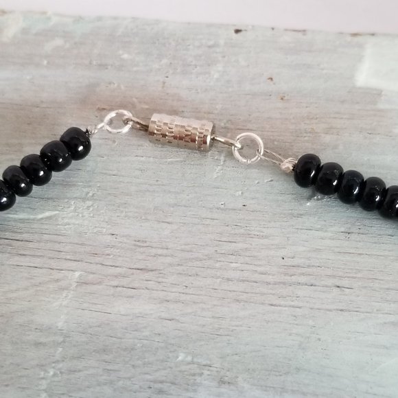 Onyx & Pink Quartz Girls Bib Necklace, 12" - Picture 10 of 11